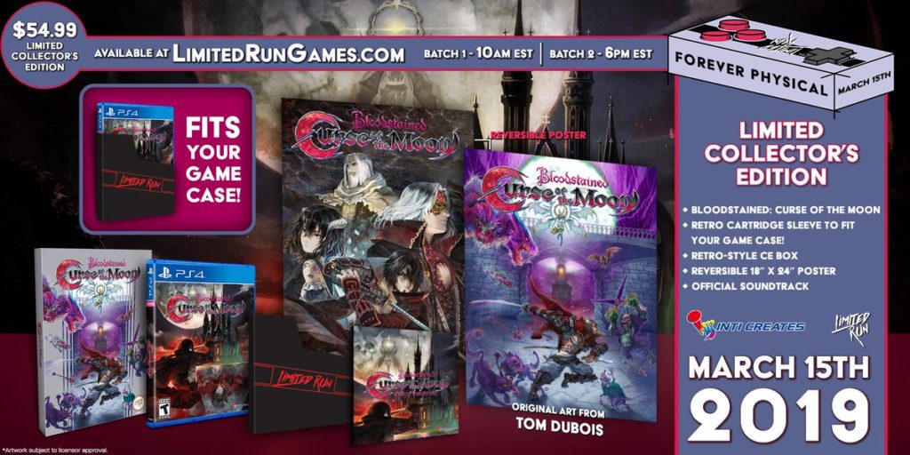 Image d'annonce du collector de Bloodstained Curse of the Moon par Limited Run Games