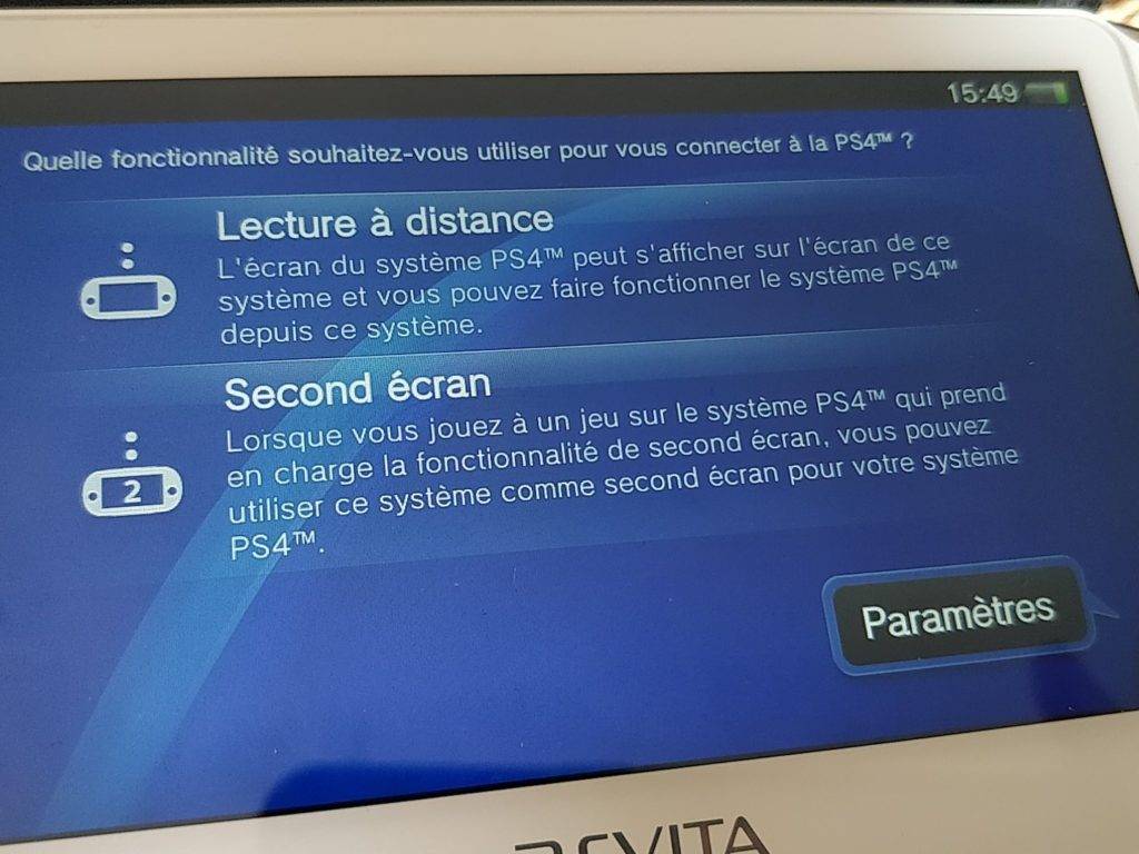 L'application Lien PS4 sur PS Vita