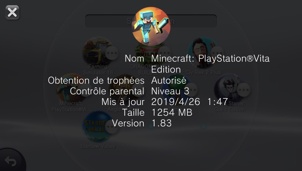 Minecraft PS Vita en version 1.83