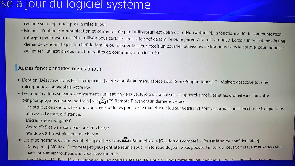 Mise à jour 8.00 sur PS4 