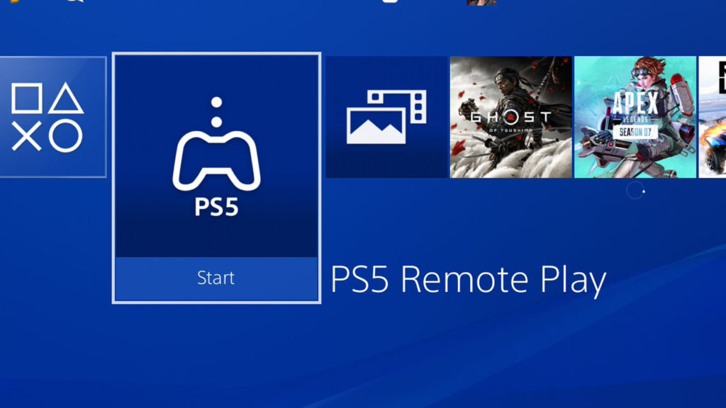 Icône remote play PS5 sur la console PS4