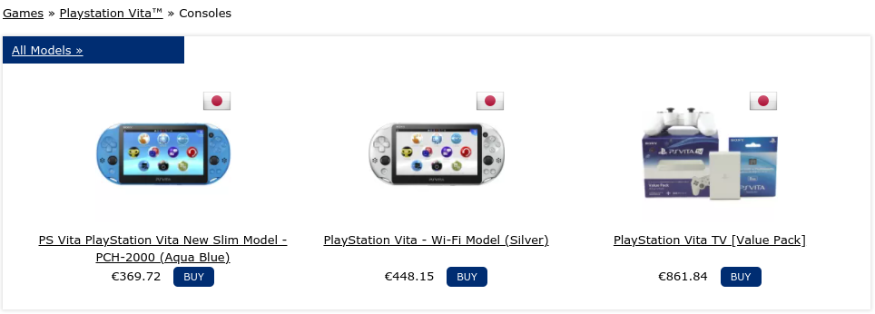 Consoles PS Vita & PSTV en vente chez Play-Asia