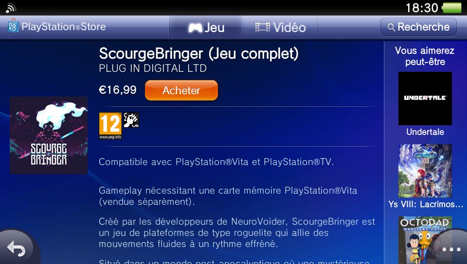 ScourgeBringer PlayStation Store PS Vita