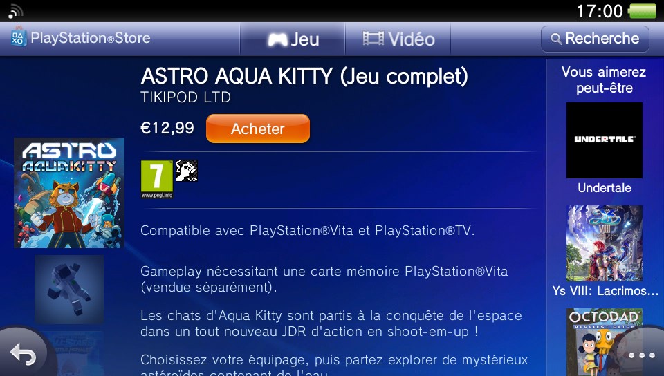 Astro Aqua Kitty PlayStation Store PS Vita