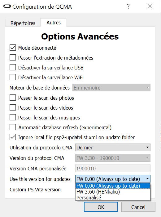 Options avancées