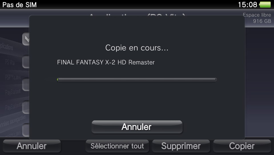 Copie PS Vita vers PC