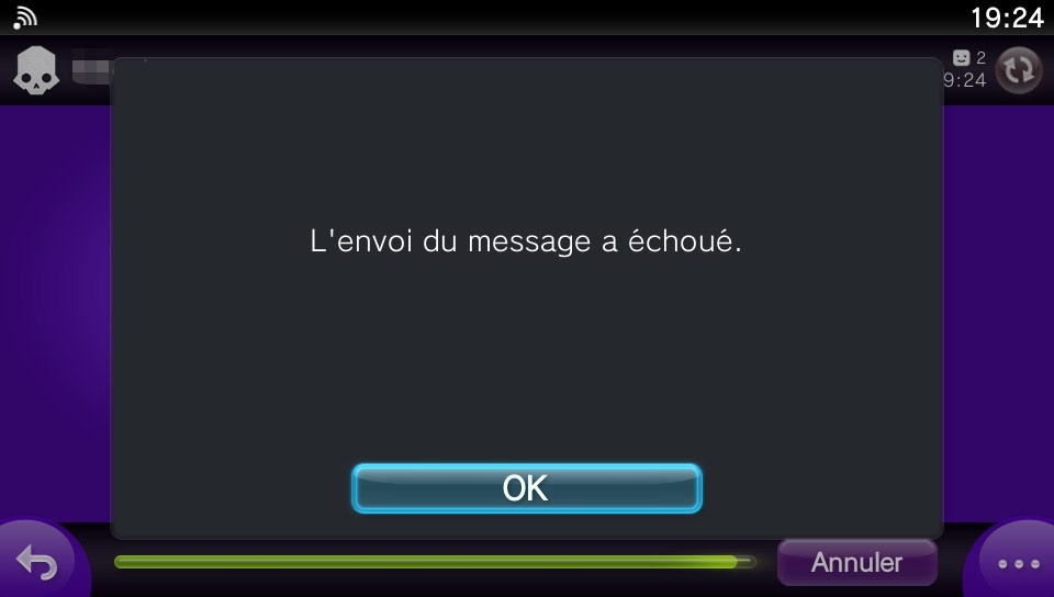 L'envoi du message a échoué. 