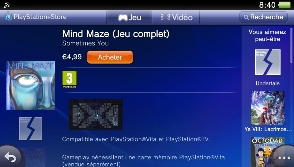 Mind Maze PlayStation Store PS Vita 