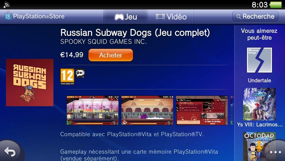 Russian Subway Dogs PlayStation Store PS Vita