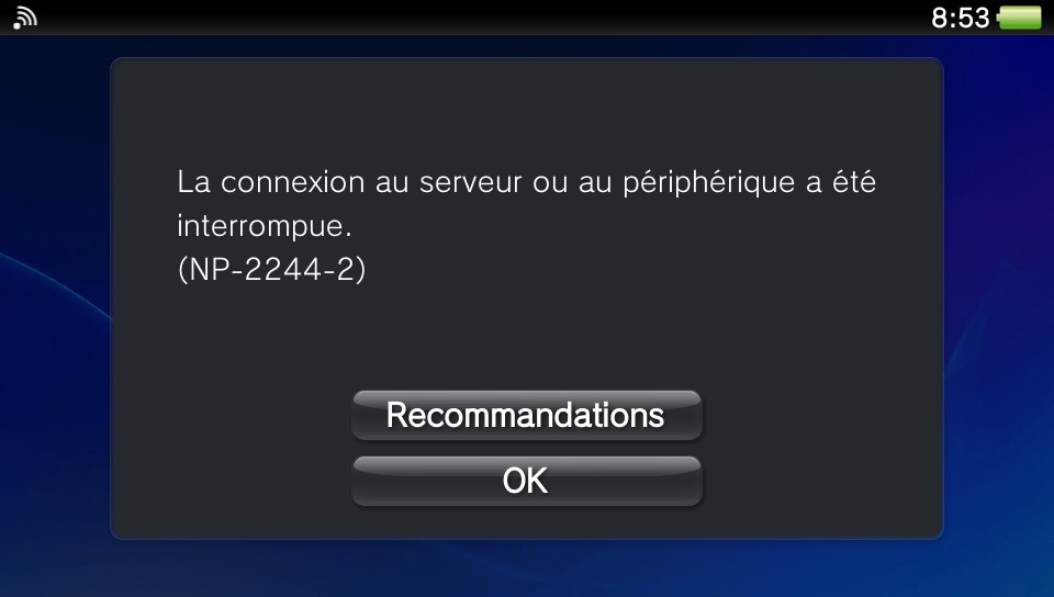 Erreur NP-2244-2 PlayStation Store Vita