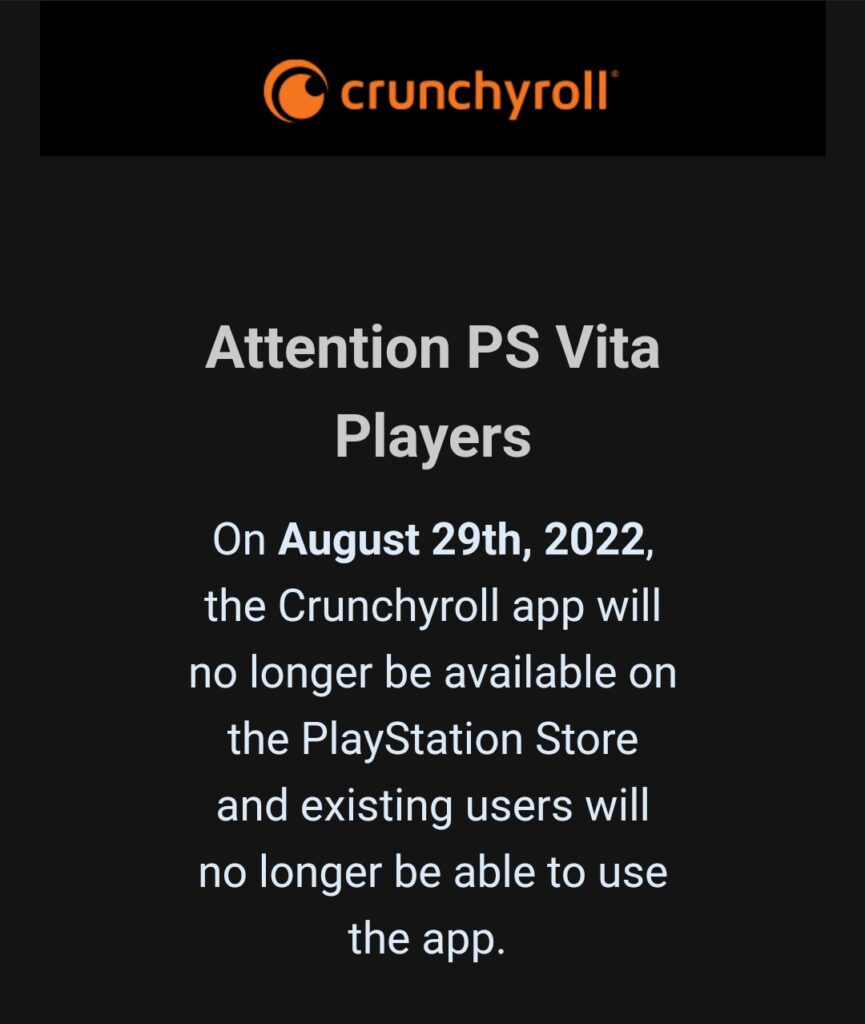 E-mail Crunchyroll PS Vita