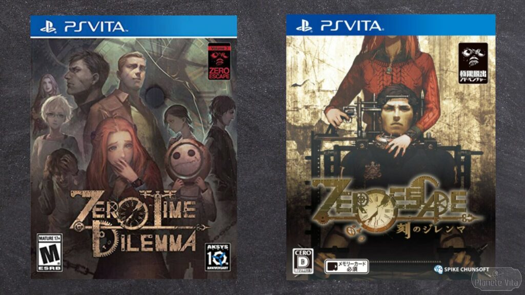 Zero Time Dilemma jaquettes PS VITA usa japon