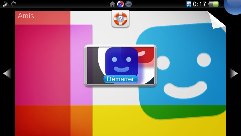 L'application qui affiche la liste d'amis sur PS Vita 